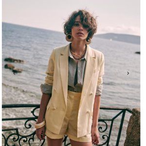 Sezane Christie Blazer EUC in light yellow linen